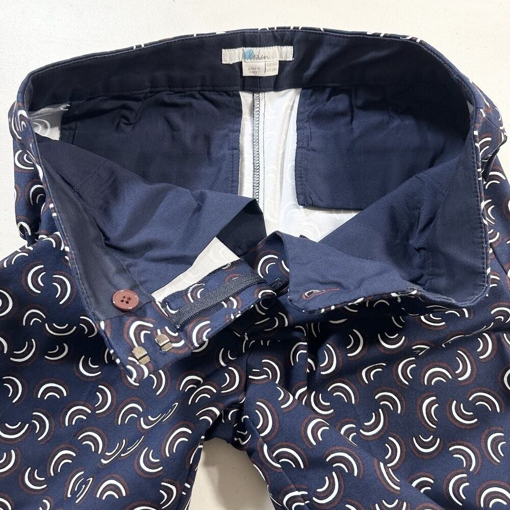 BODEN Navy Blue Richmond Rainbow Pattern Slim Straight Leg Trouser Pants Size 6R - Picture 5 of 9
